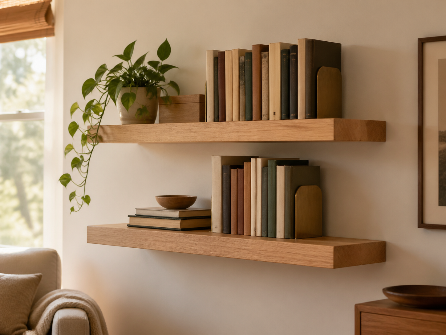 Floating bookshelf finished project sample